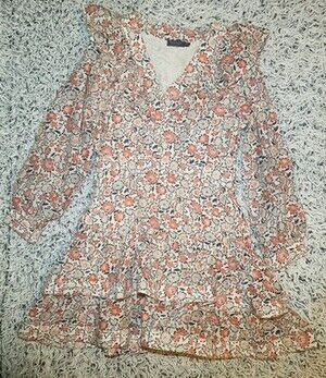 Vineyard Vines Women's Ivy Ruffle Dress cotton silk floral multi stone size 10
